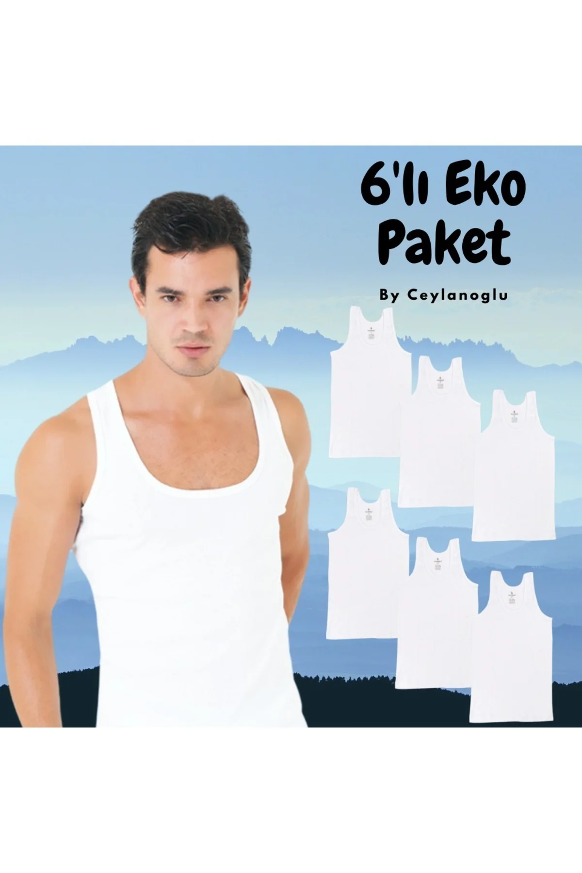 Erkek Atlet 6'lı Eko Paket %100 Pamuk