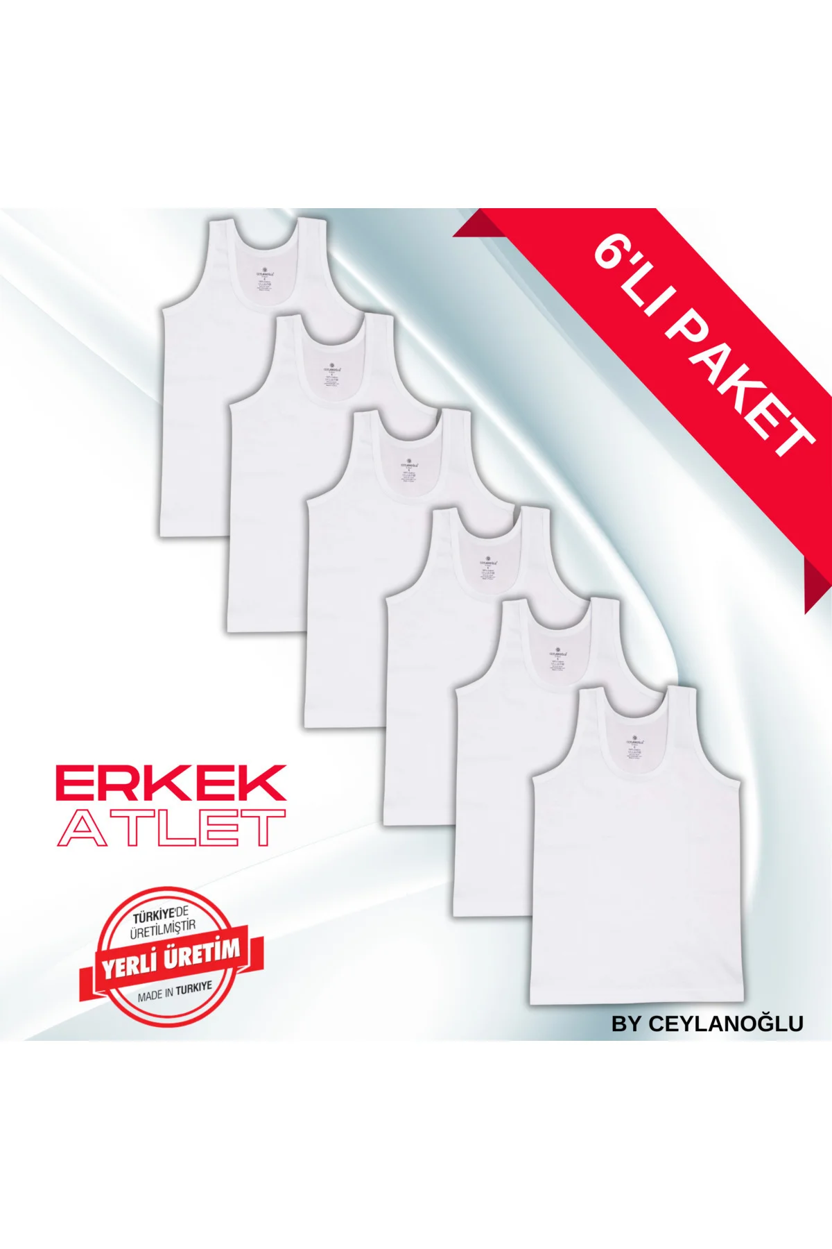 Erkek Atlet 6'lı Eko Paket %100 Pamuk