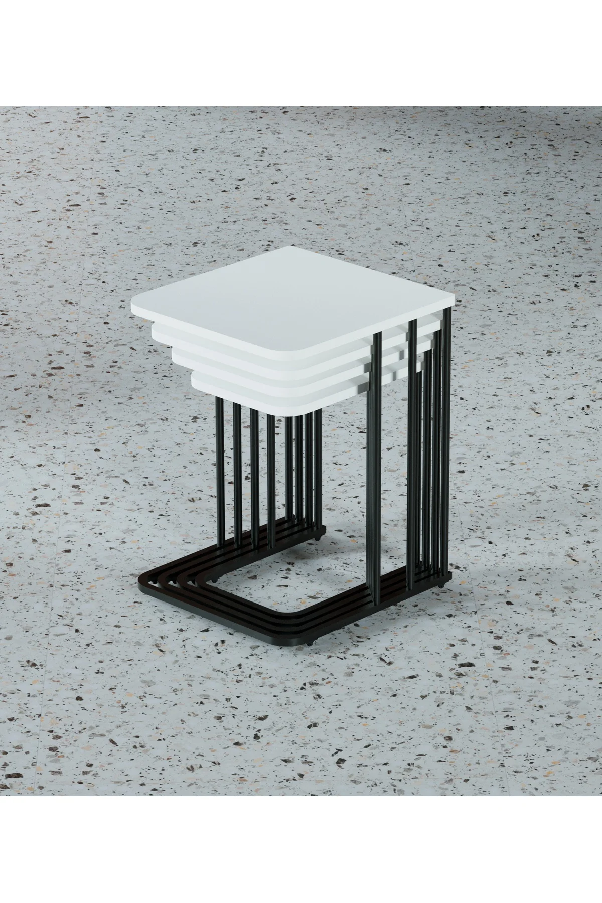 Ceylin 4lü Zigon Sehpa Mdf Tekerlekli Siyah Ayak Atlantik Çam