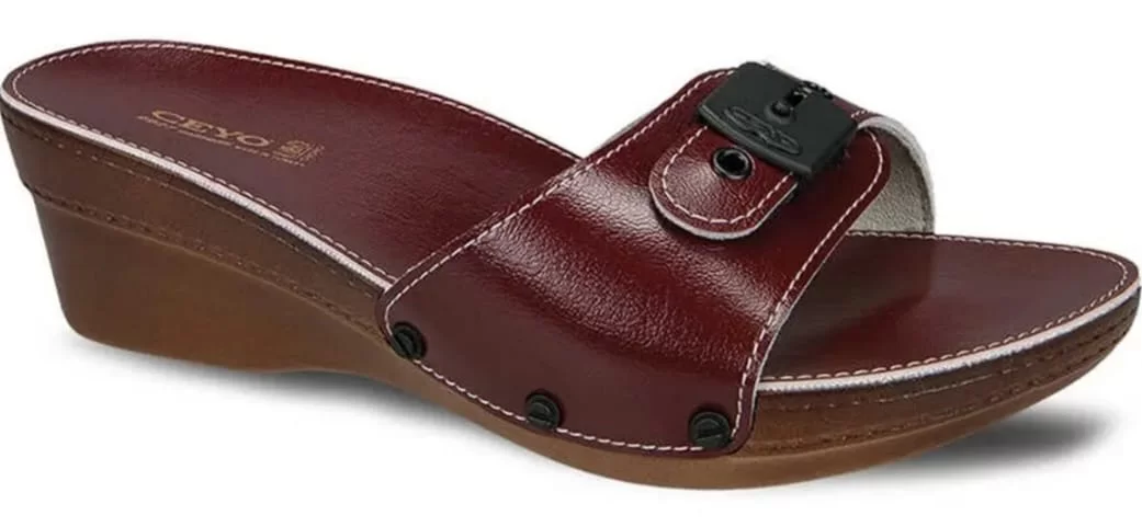 Ceyo 9927ı Minelli Topuklu Kırmızı Ortopedik Kadın Terlik