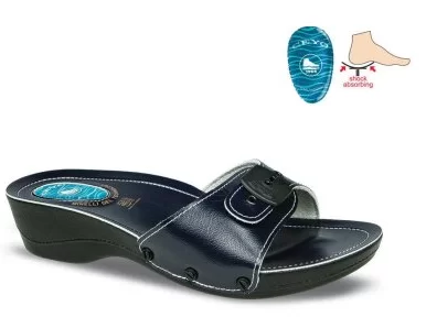 Ceyo Mınellı Topuklu-2ı Lacivert Ortopedik Kadın Terlik