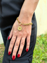 Tükkan Accessories Çeyrek Altin Sallantili İkili Zincir Çelik Bileklik Altin Kaplama Tükkan Accessories Çeyrek Altin Sallantili İkili Zincir Çelik Bileklik Altin Kaplama