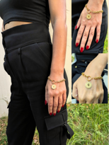 Tükkan Accessories Çeyrek Altin Sallantili İkili Zincir Çelik Bileklik Altin Kaplama Tükkan Accessories Çeyrek Altin Sallantili İkili Zincir Çelik Bileklik Altin Kaplama