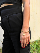 Tükkan Accessories Çeyrek Altin Sallantili İkili Zincir Çelik Bileklik Altin Kaplama Tükkan Accessories Çeyrek Altin Sallantili İkili Zincir Çelik Bileklik Altin Kaplama