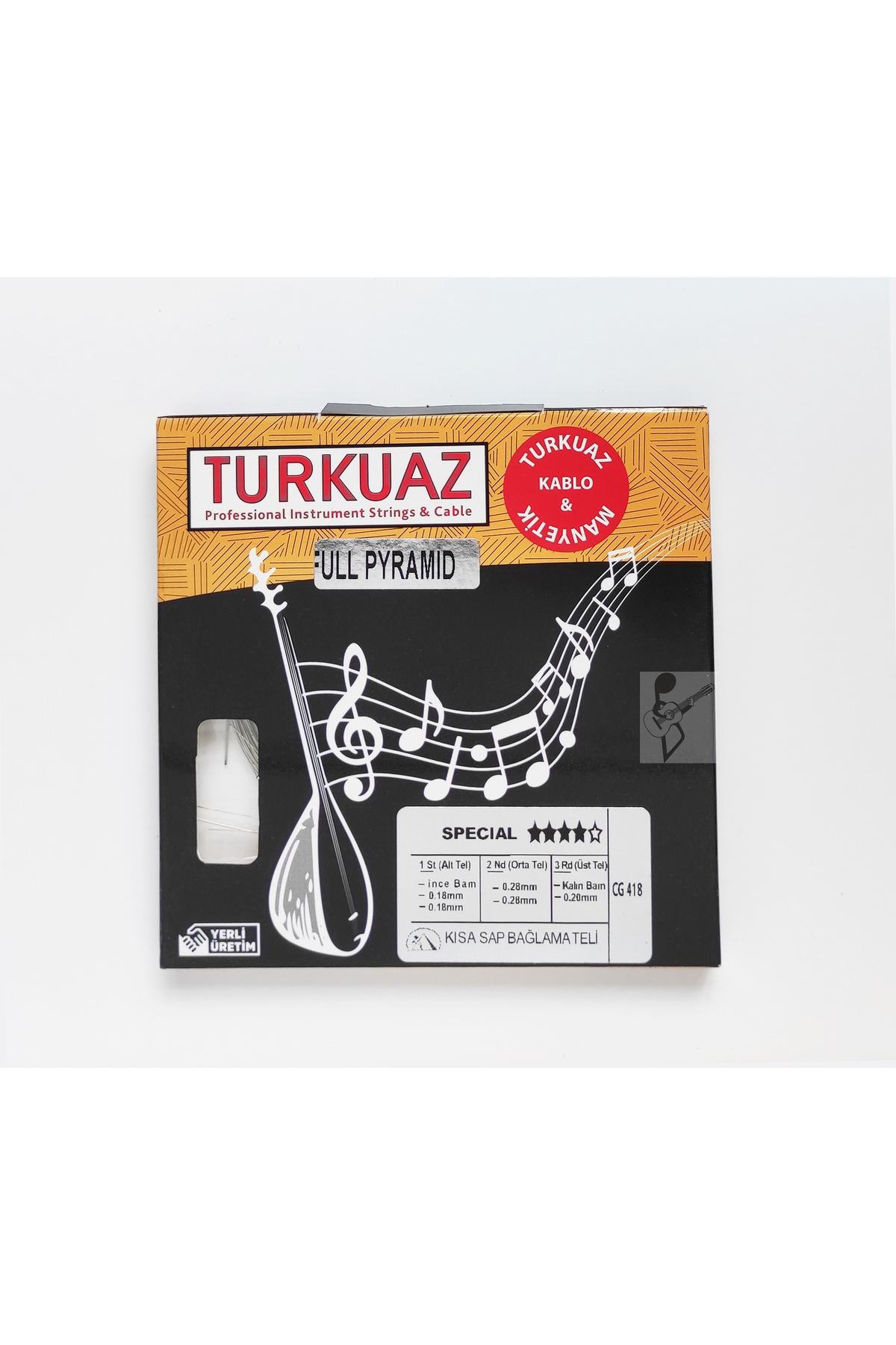CG418 0.18 Pyramid + Pyramid Bamlı Kısa Sap Bağlama Teli 018 Takı