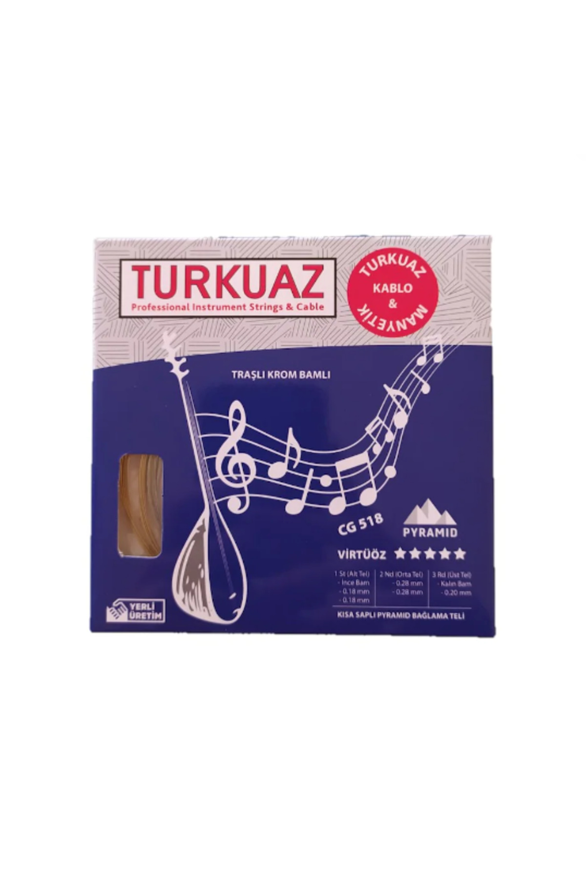 CG518 Pyramid Kısa Sap Bağlama Teli Krom Bamlı 018 SET
