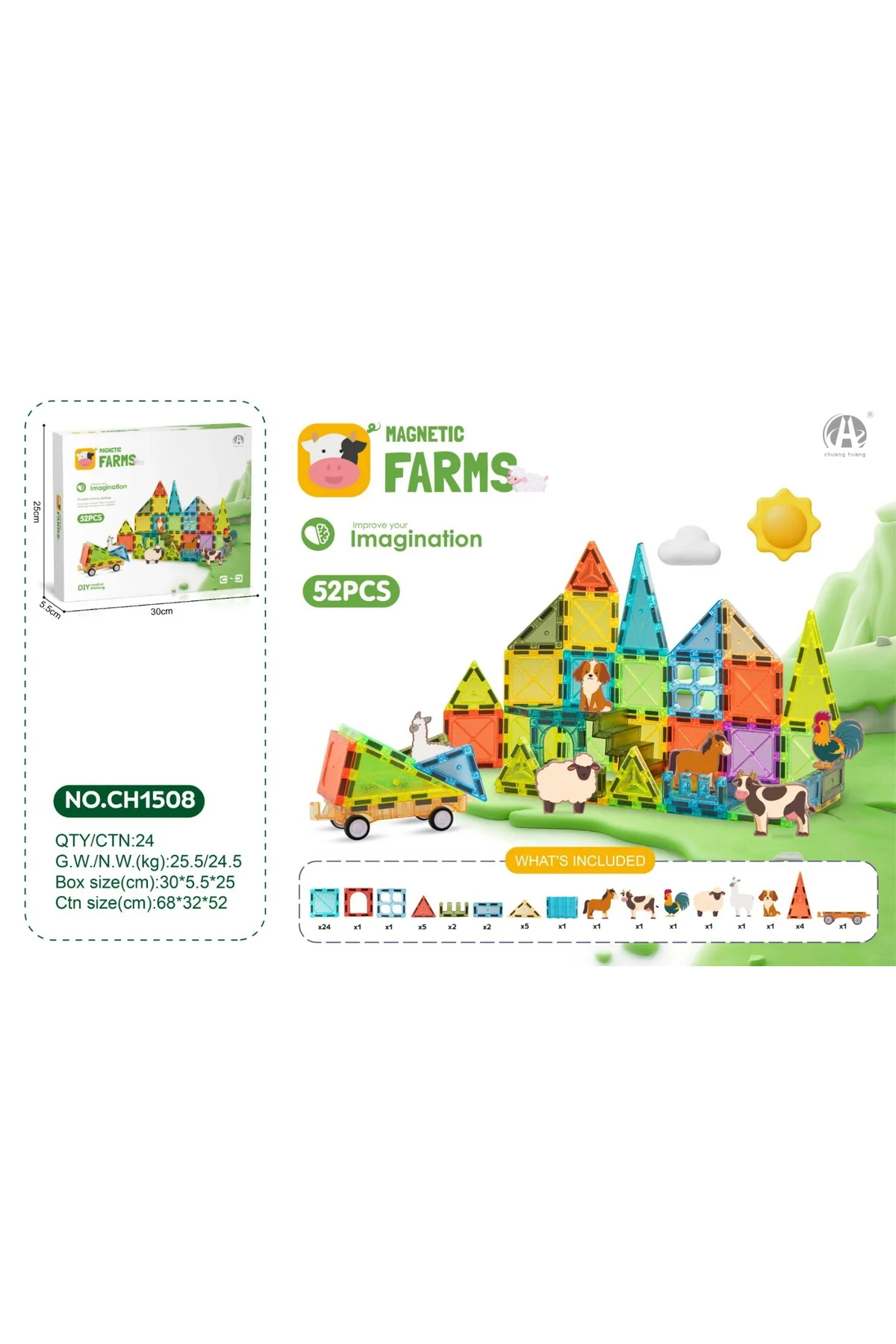 CH1508 5.5CM Magnetic Blok 52 PCS