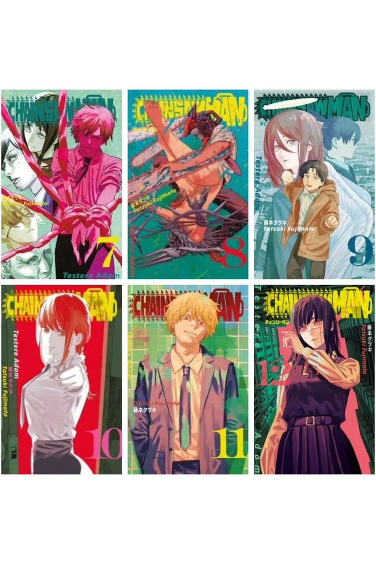 Chainsaw Man-Testere Adam 7-8-9-10-11-12 manga seti (6 kitap) 1 adet anime poster hediyeli