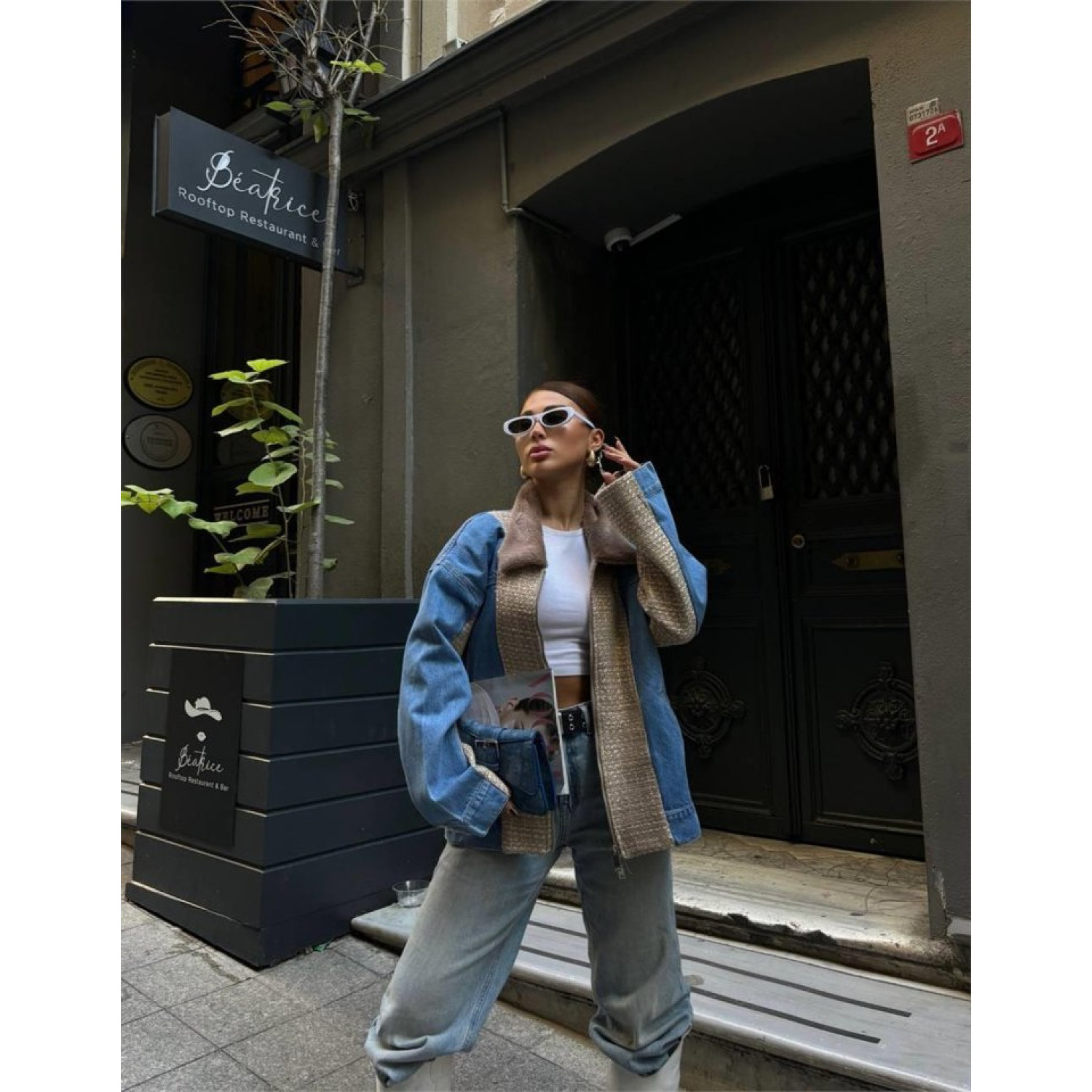 CHANEL GARNİLİ KOT MONT - Bej