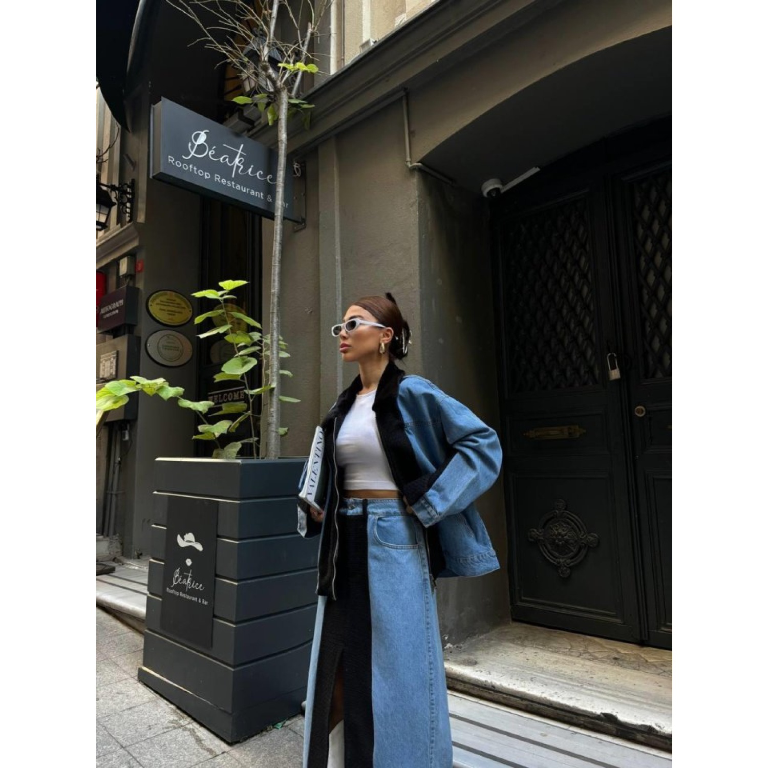 CHANEL GARNİLİ KOT MONT - Siyah
