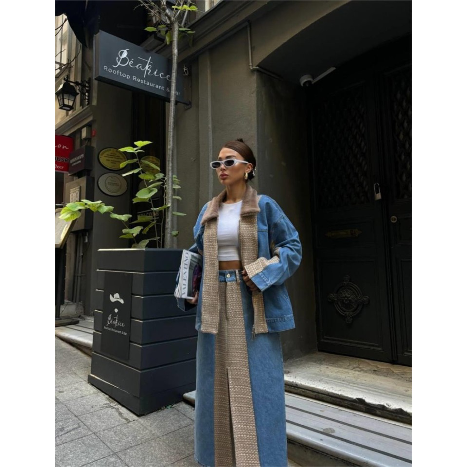 CHANEL GARNİLİ KOT MONT - Bej