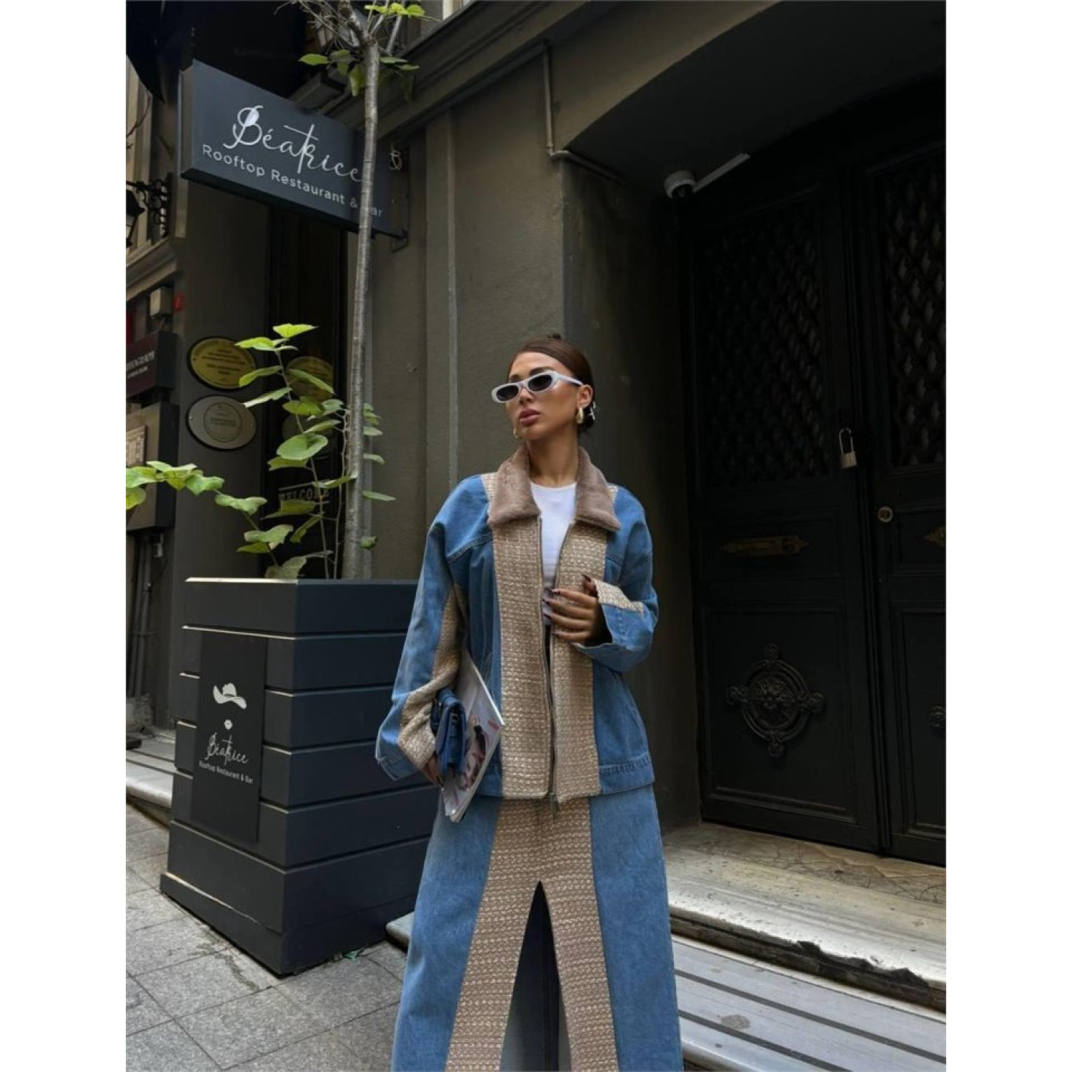 CHANEL GARNİLİ KOT MONT - Bej