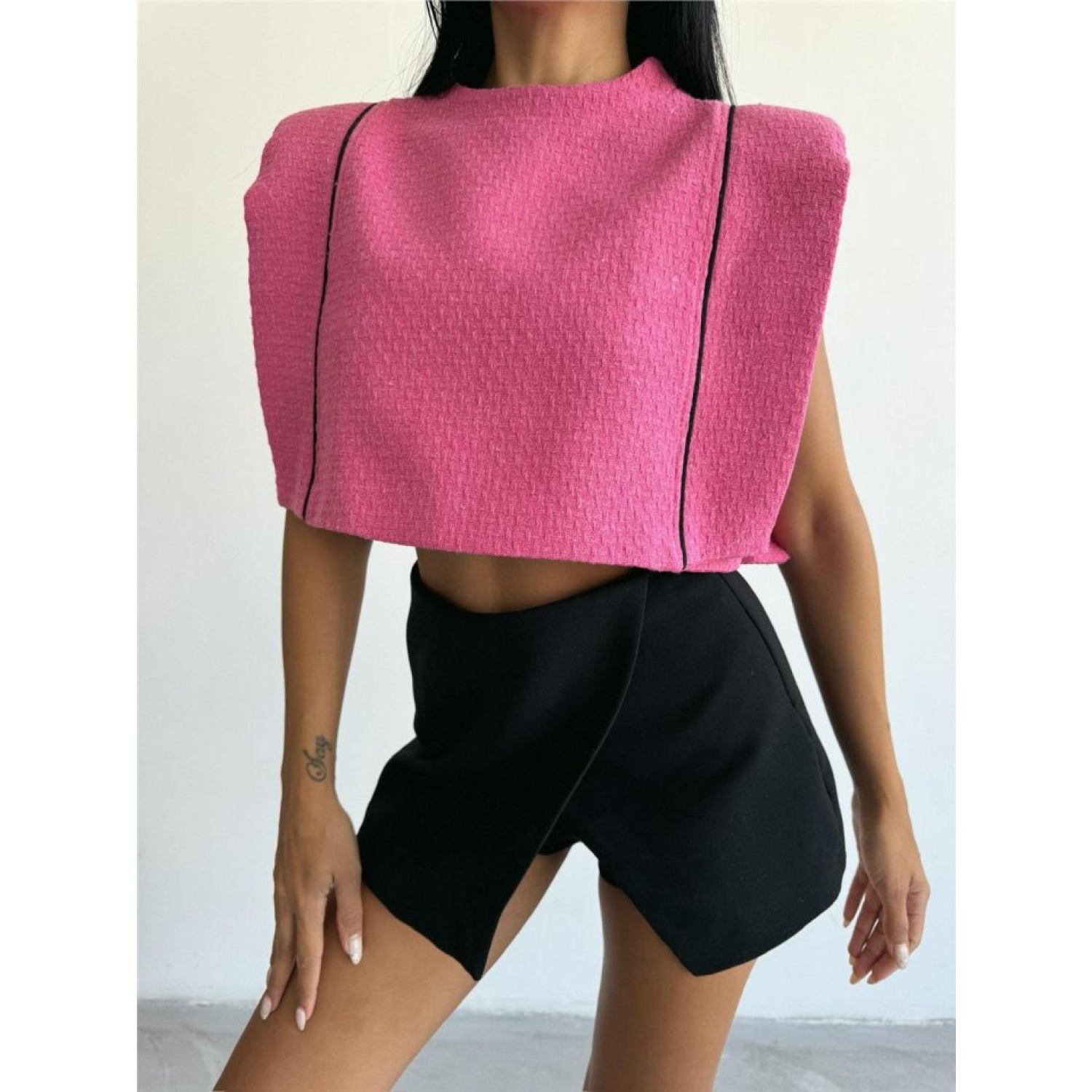 CHANEL VATKALI CROP BLUZ - Fuşya