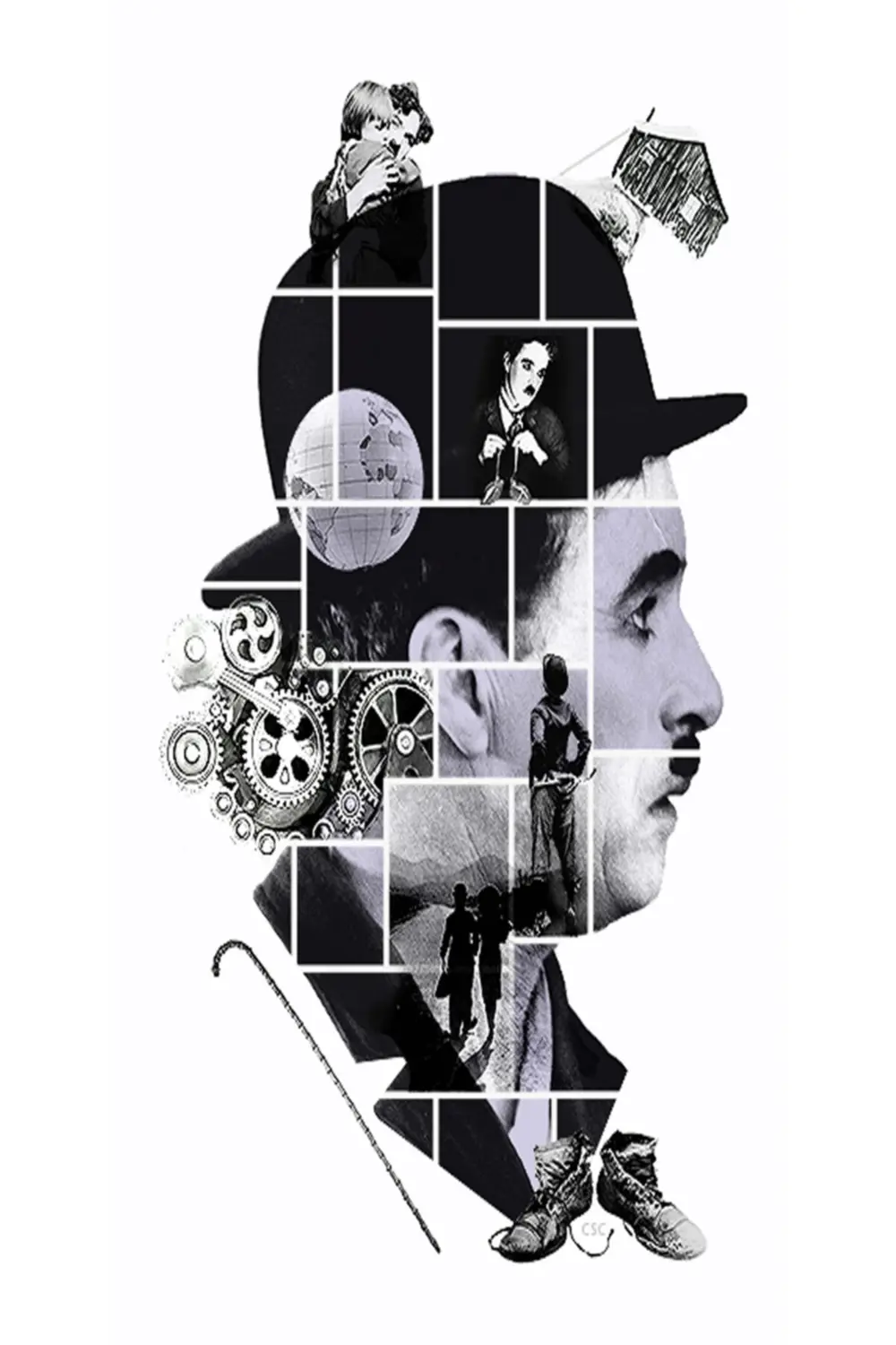 Charlie Caplin 6'lı Ahşap Duvar Poster Seti - Hbb Özel Seri