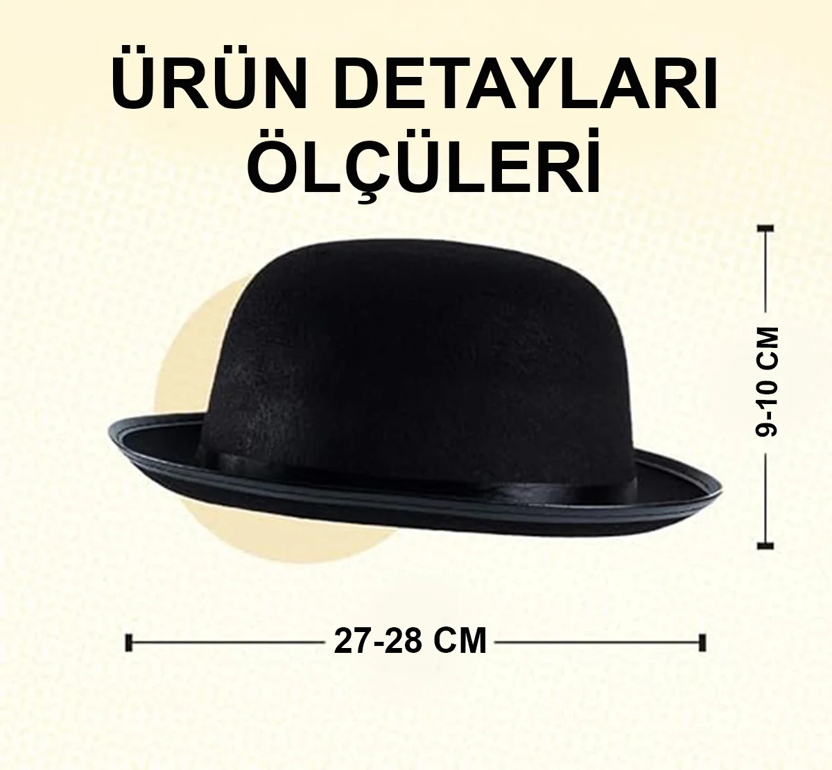 Charlie Chaplin Şapkası – Siyah Melon Parti Şapkası | Yetişkin & Çocuk