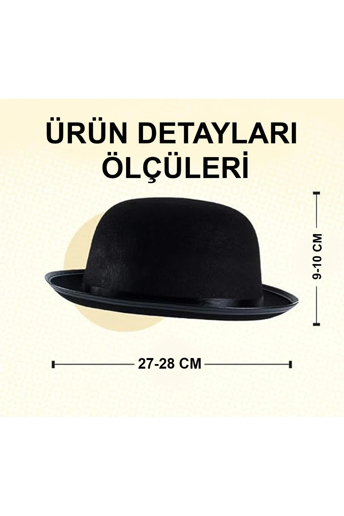 Charlie Chaplin Stil Çocuk Şapkası – Siyah Melon Parti Şapkası - Görsel 2