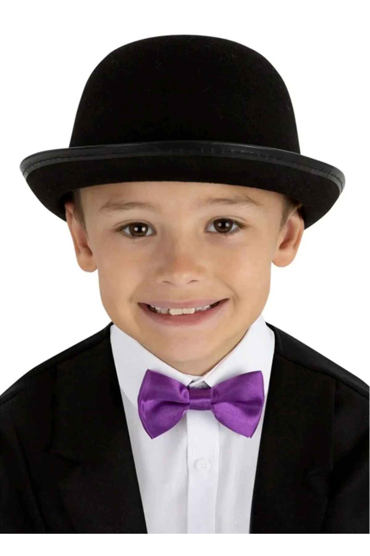 Butik Charlie Chaplin Stil Çocuk Şapkası – Siyah Melon Parti Şapkası