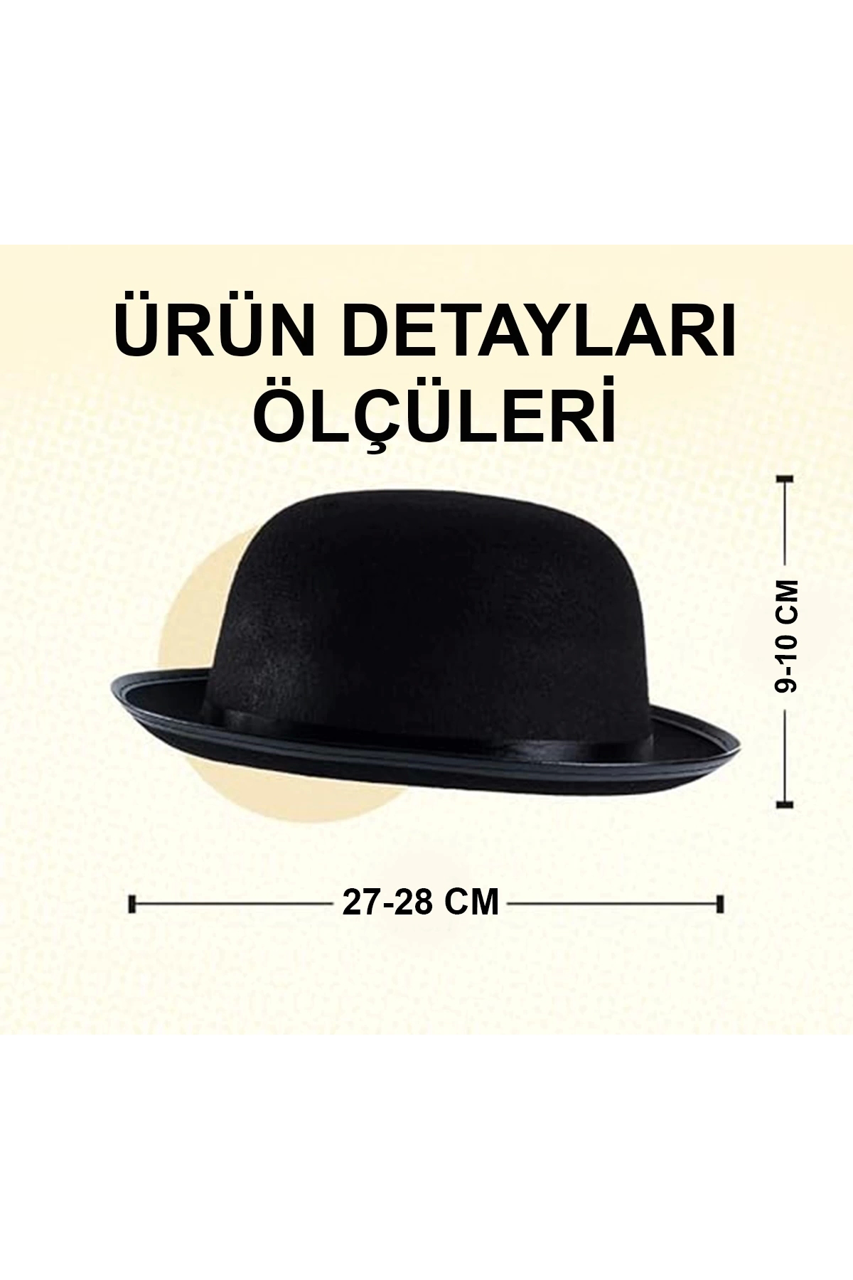 Butik Charlie Chaplin Stil Çocuk Şapkası – Siyah Melon Parti Şapkası