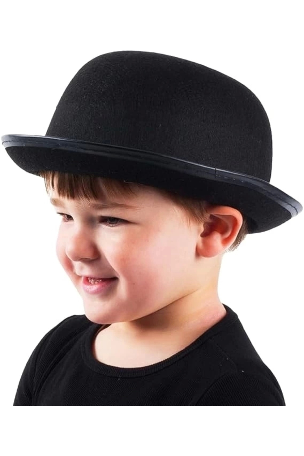 Butik Charlie Chaplin Stil Çocuk Şapkası – Siyah Melon Parti Şapkası