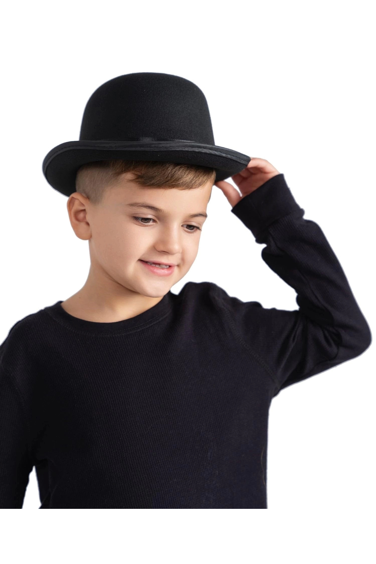 Butik Charlie Chaplin Stil Çocuk Şapkası – Siyah Melon Parti Şapkası