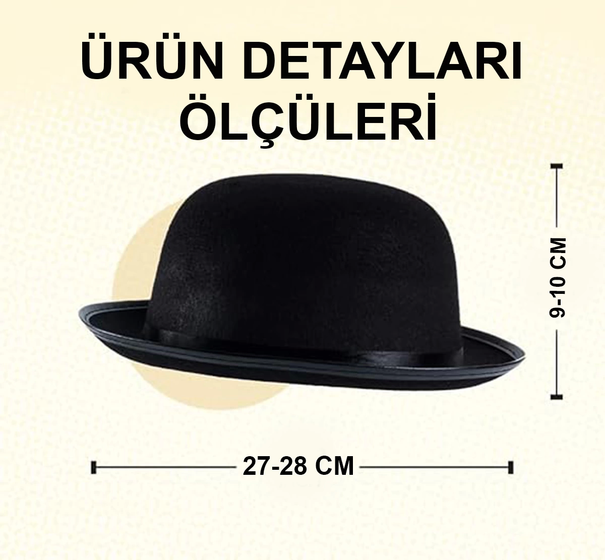 Charlie Chaplin Stil Çocuk Şapkası – Siyah Melon Parti Şapkası