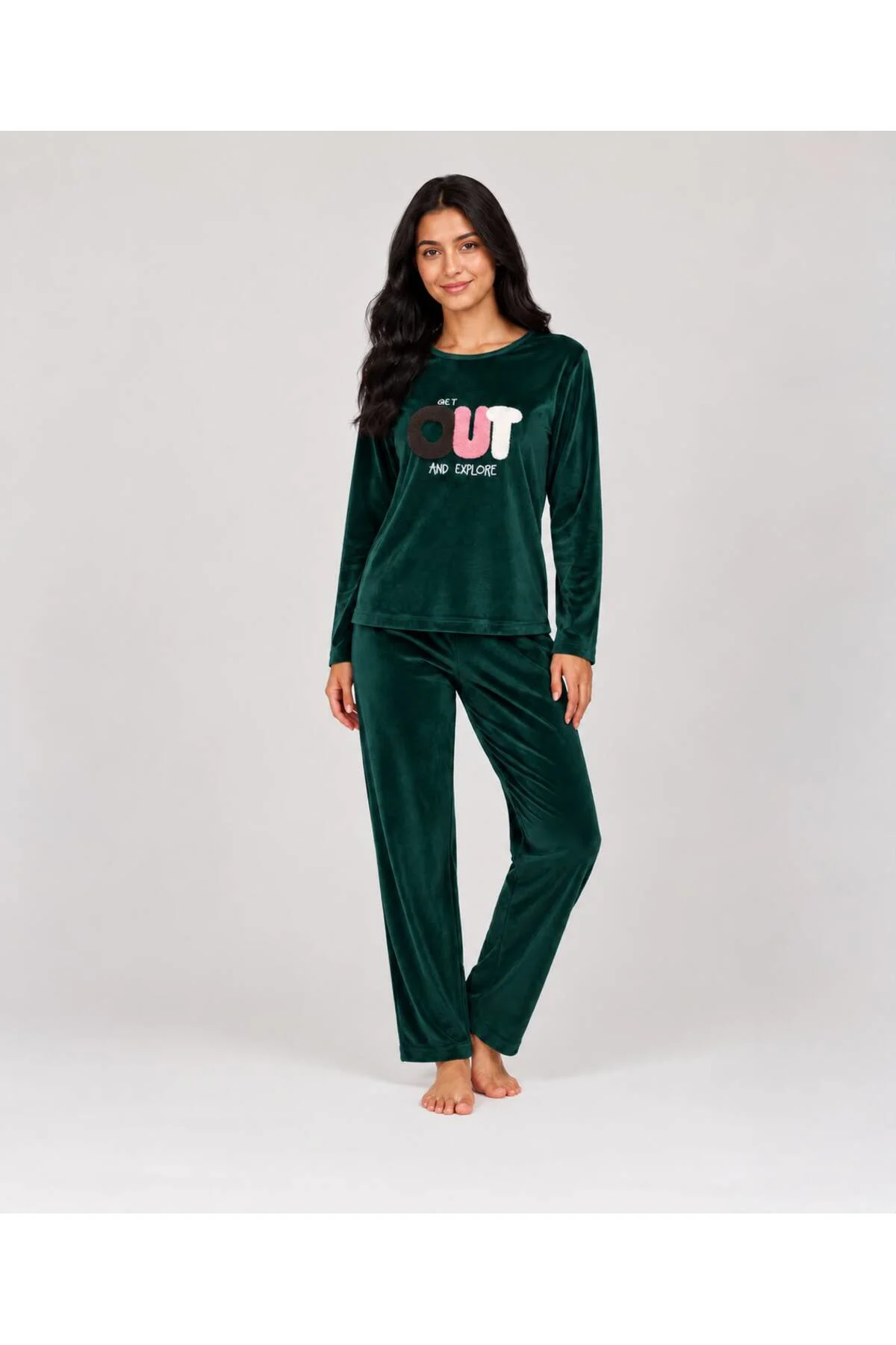 charme kışlık kadife pijama takımı