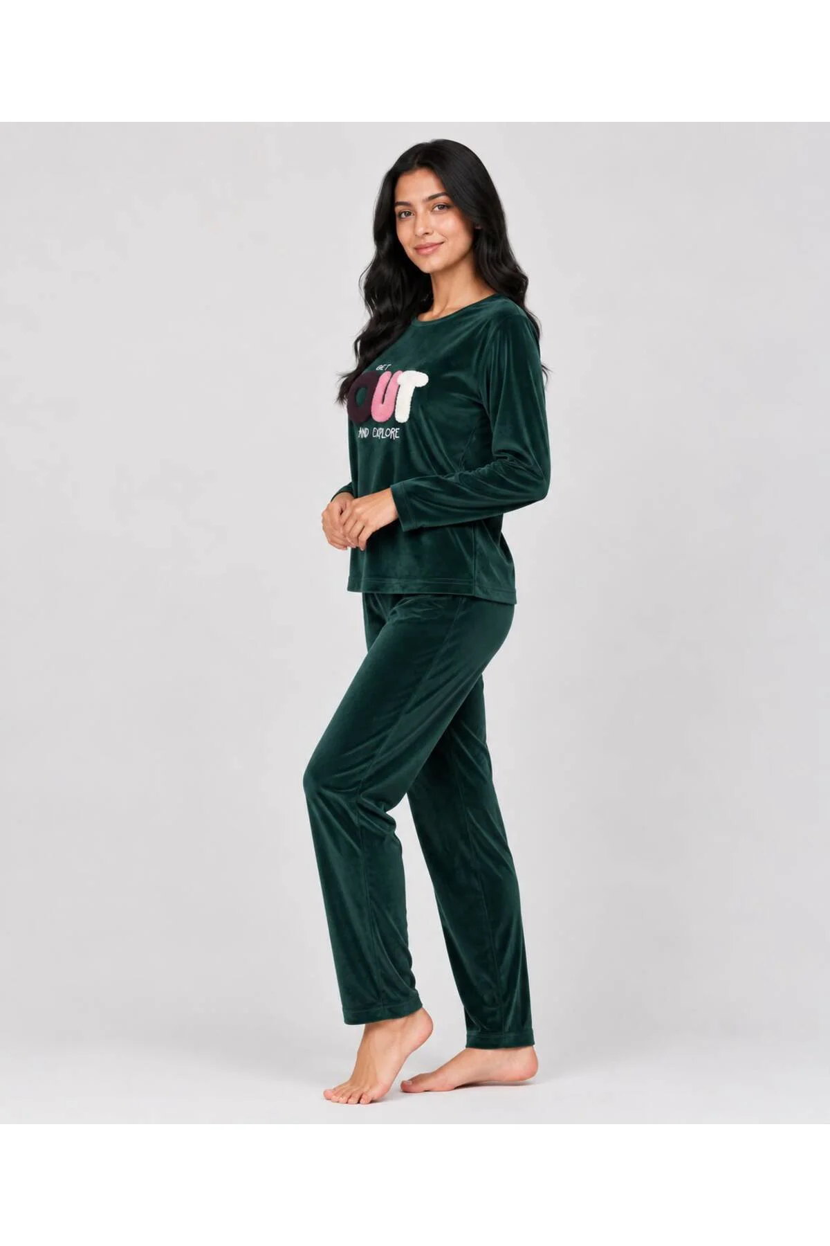 charme kışlık kadife pijama takımı