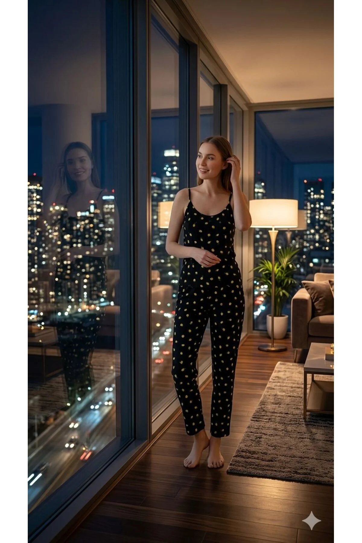 charme üst askılı alt uzun paça pijama takımı