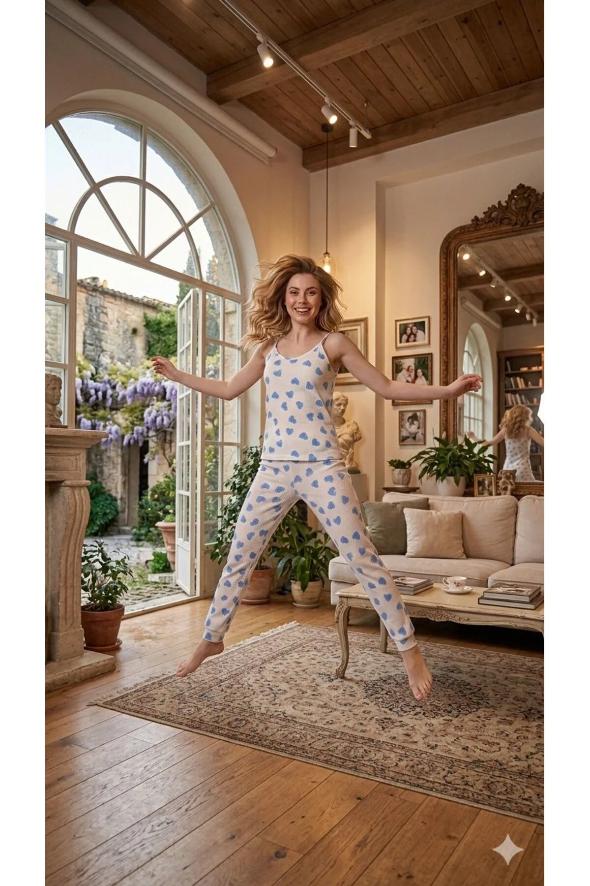 charme üst askılı alt uzun paça pijama takımı