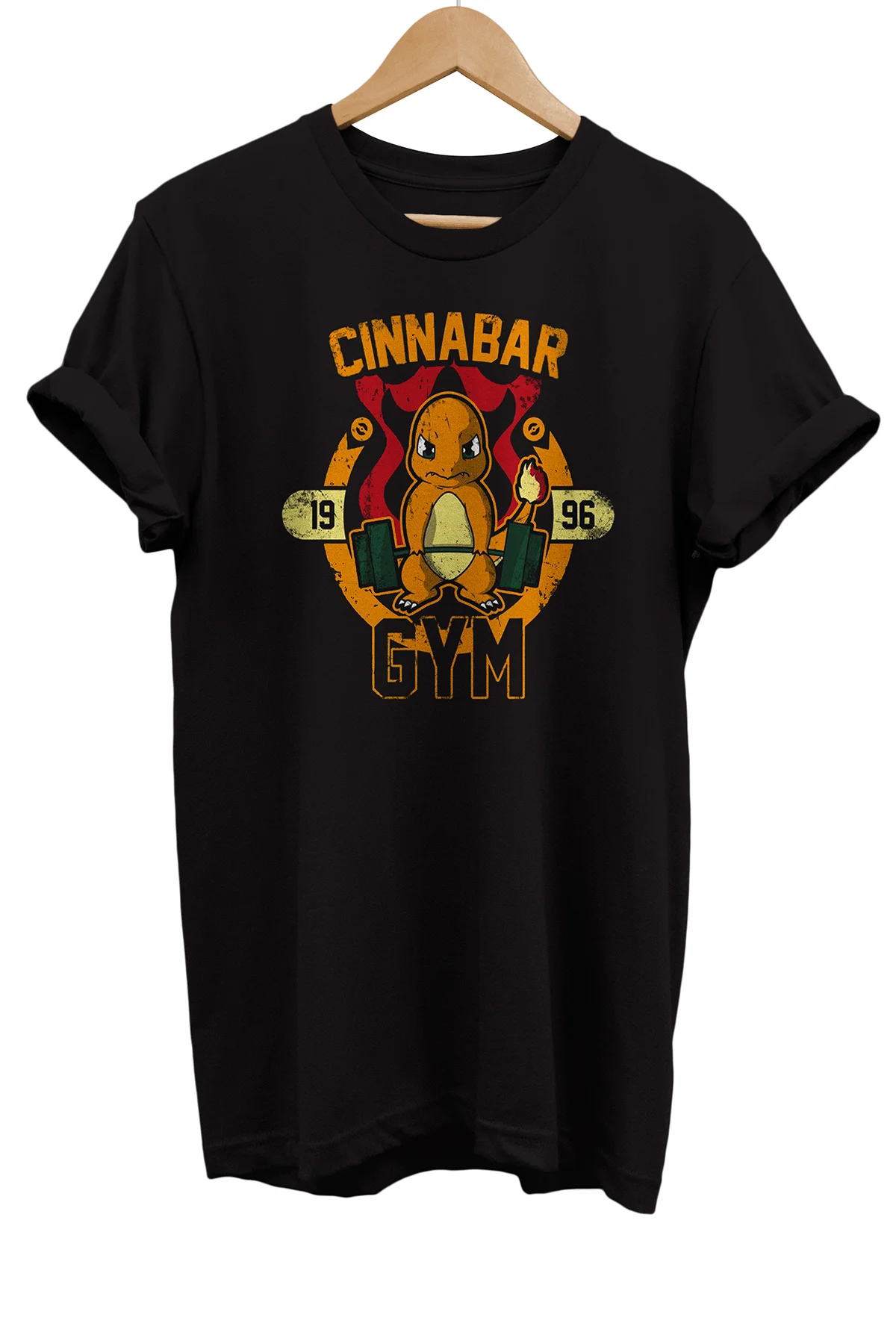 Charmender Gym Baskılı %100 Pamuk Oversize T-shirt Büyük Beden Ti