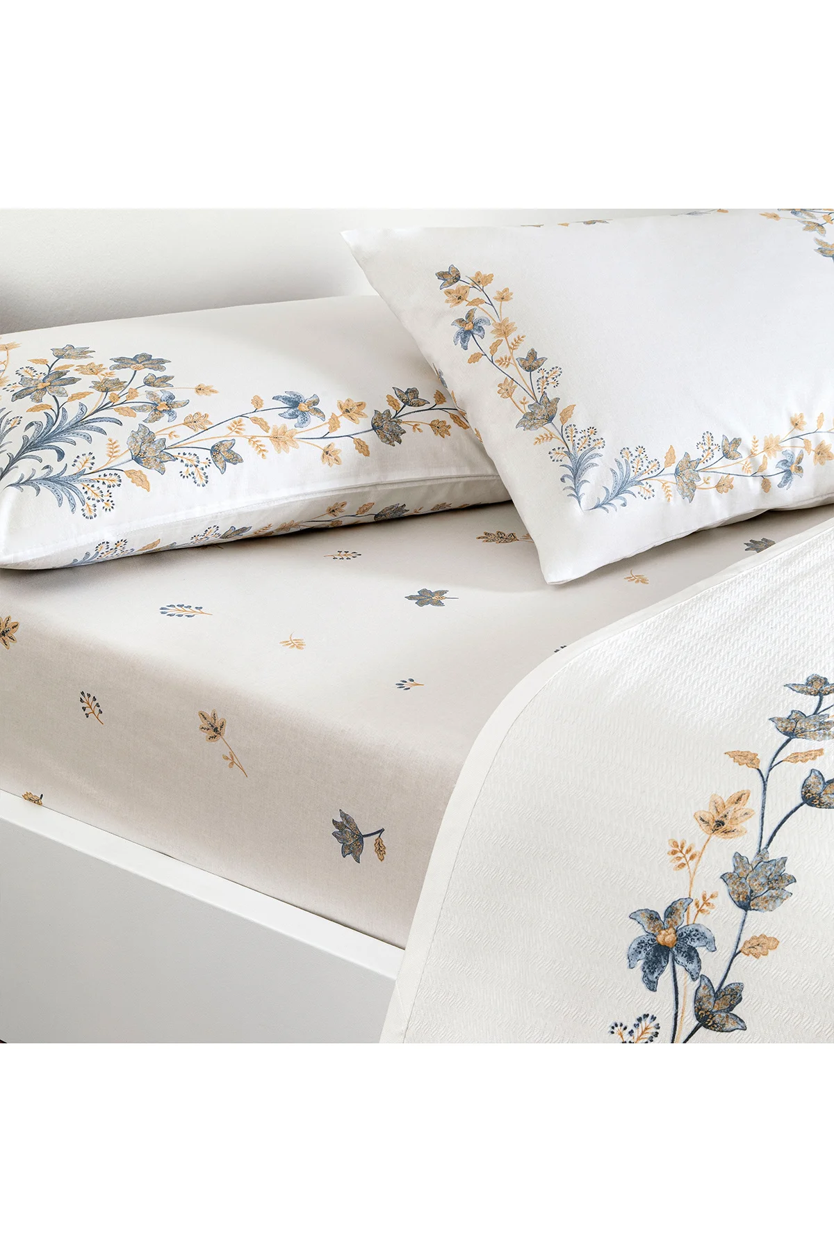 Charmy Mavi Çift Kişilik Pamuklu Pike Takımı