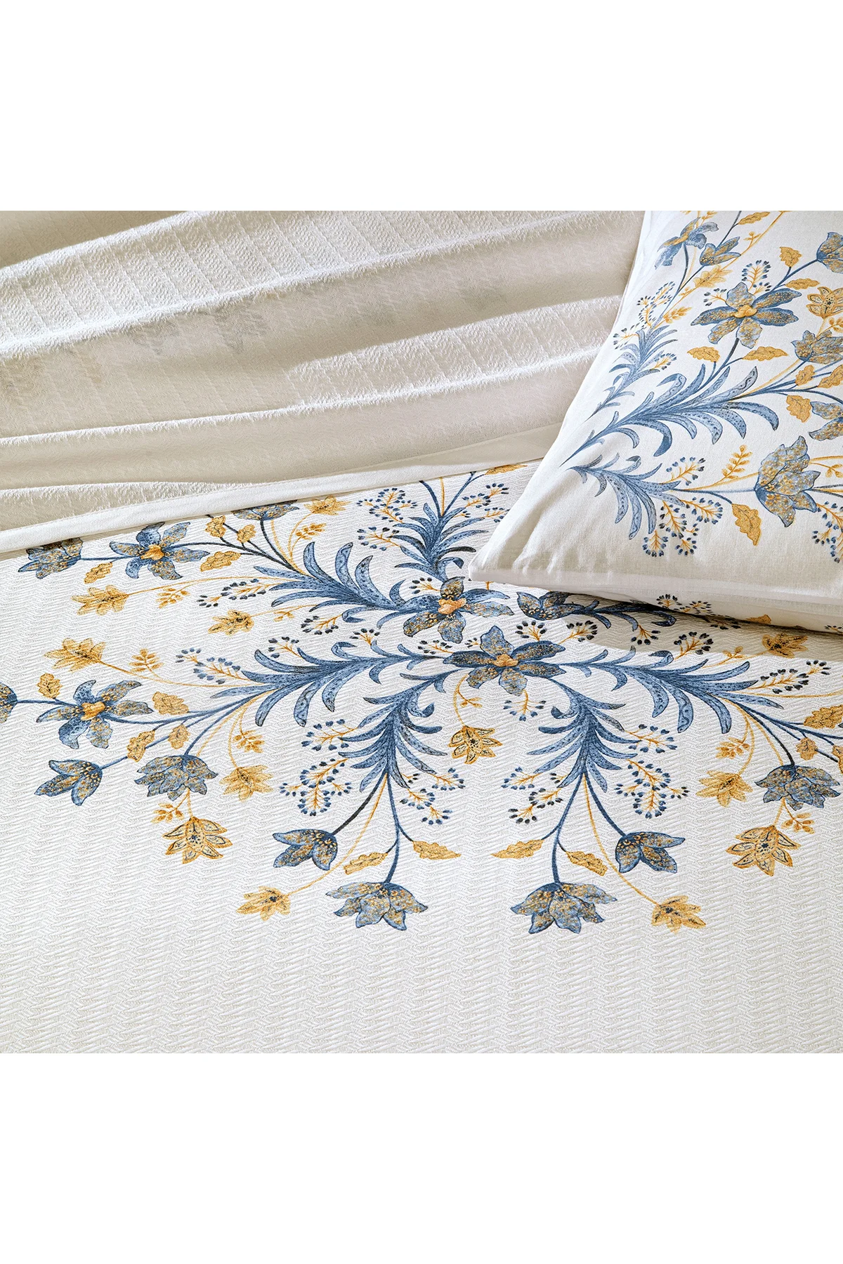 Charmy Mavi Çift Kişilik Pamuklu Pike Takımı