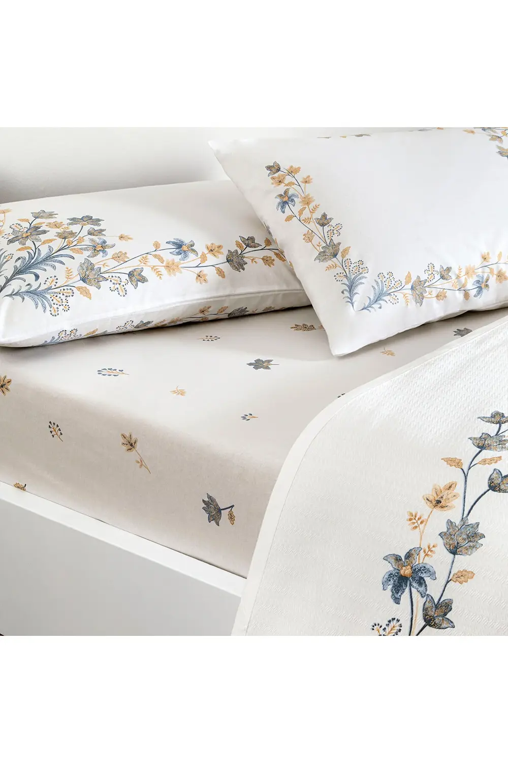 Charmy Mavi Çift Kişilik Pamuklu Pike Takımı