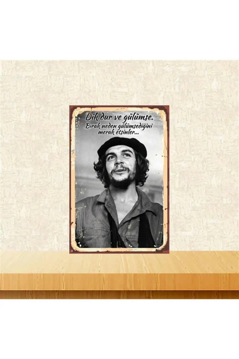 Che Guevara Dik Dur Ve Gülümse 20-30 Cm Retro Ahşap Tablo Tkfx486
