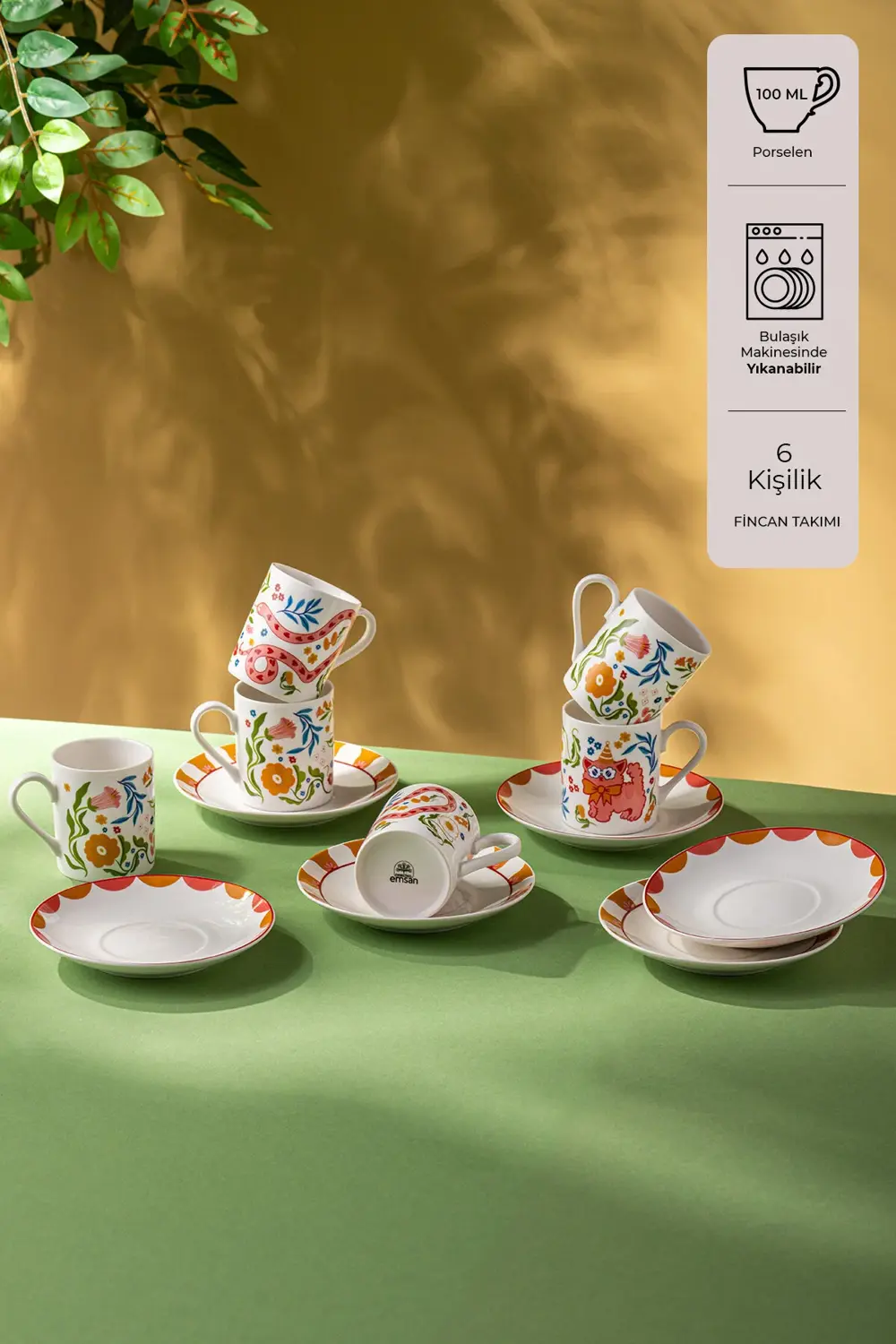 Cheerful 6'lı Kahve Fincan Takımı 100 ml