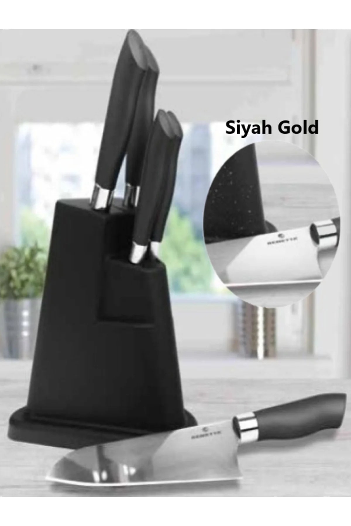 Cheff Delux Siyah Gold 6 Parça Bıçak Seti