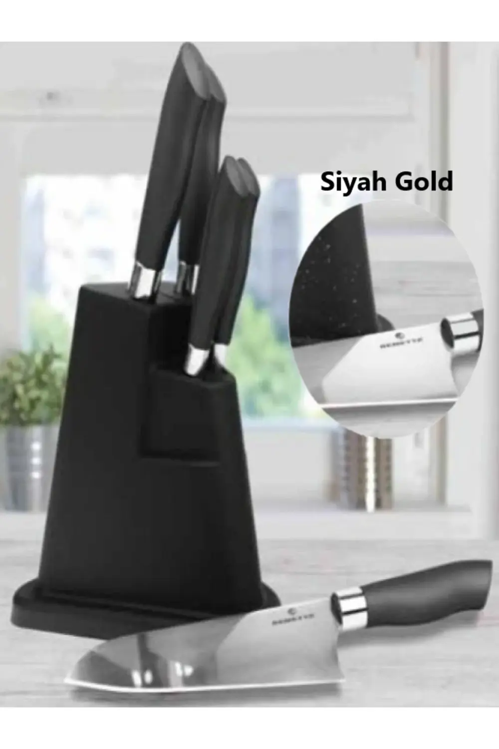 Cheff Delux Siyah Gold 6 Parça Bıçak Seti