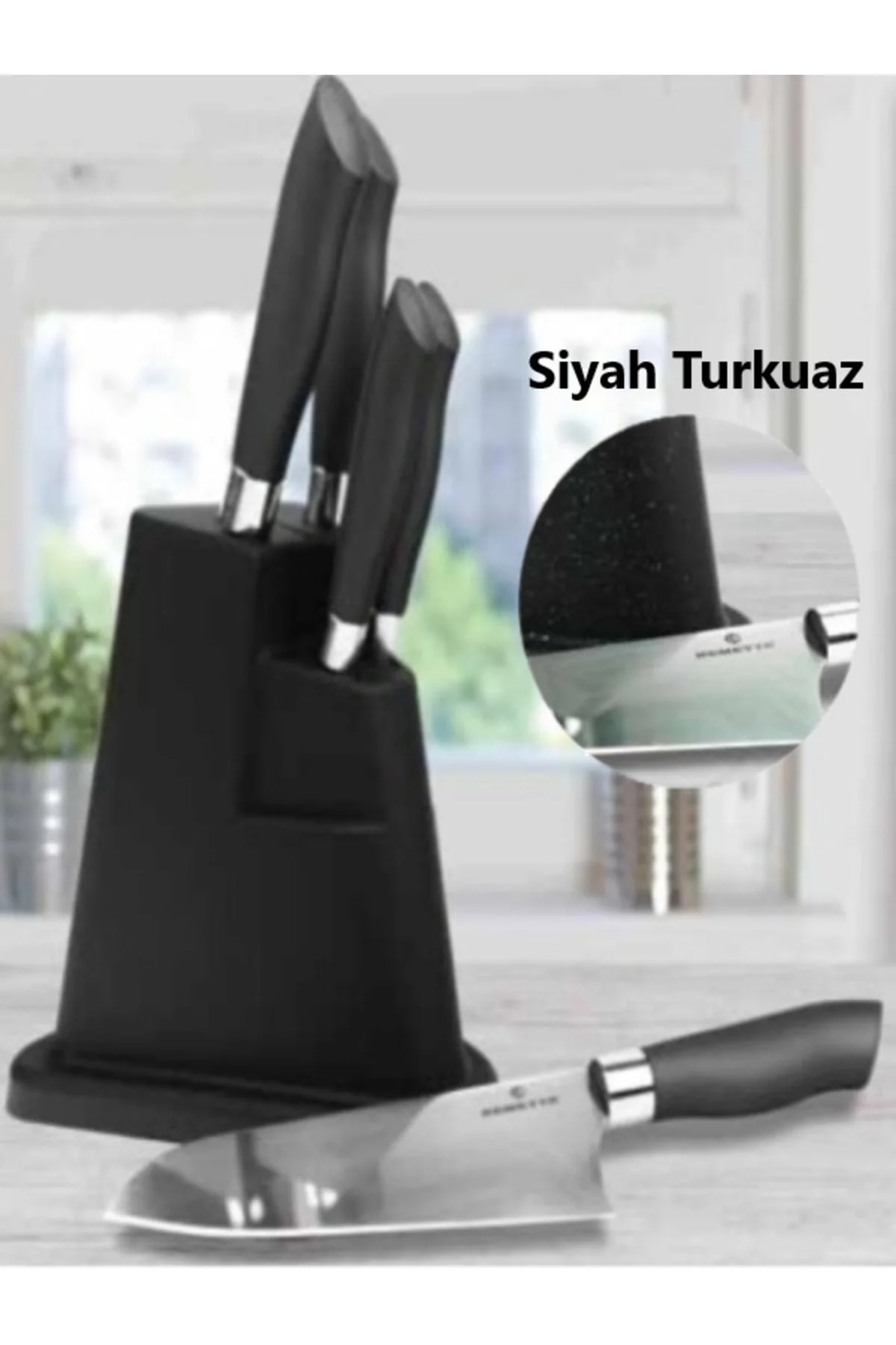 Cheff Delux Siyah Turkuaz 6 Parça Bıçak Seti