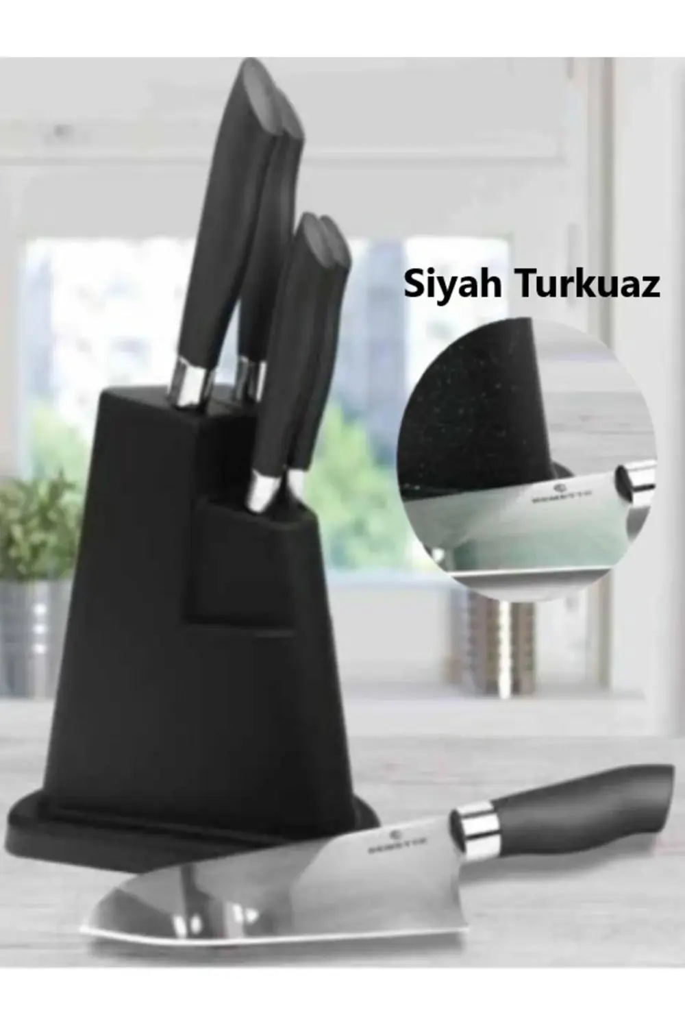 Cheff Delux Siyah Turkuaz 6 Parça Bıçak Seti