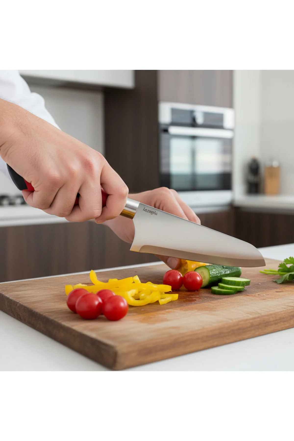 Chefline 5 Parça Kırmızı Mutfak Bıçak Seti + Meyve Bıçağı Hediyel