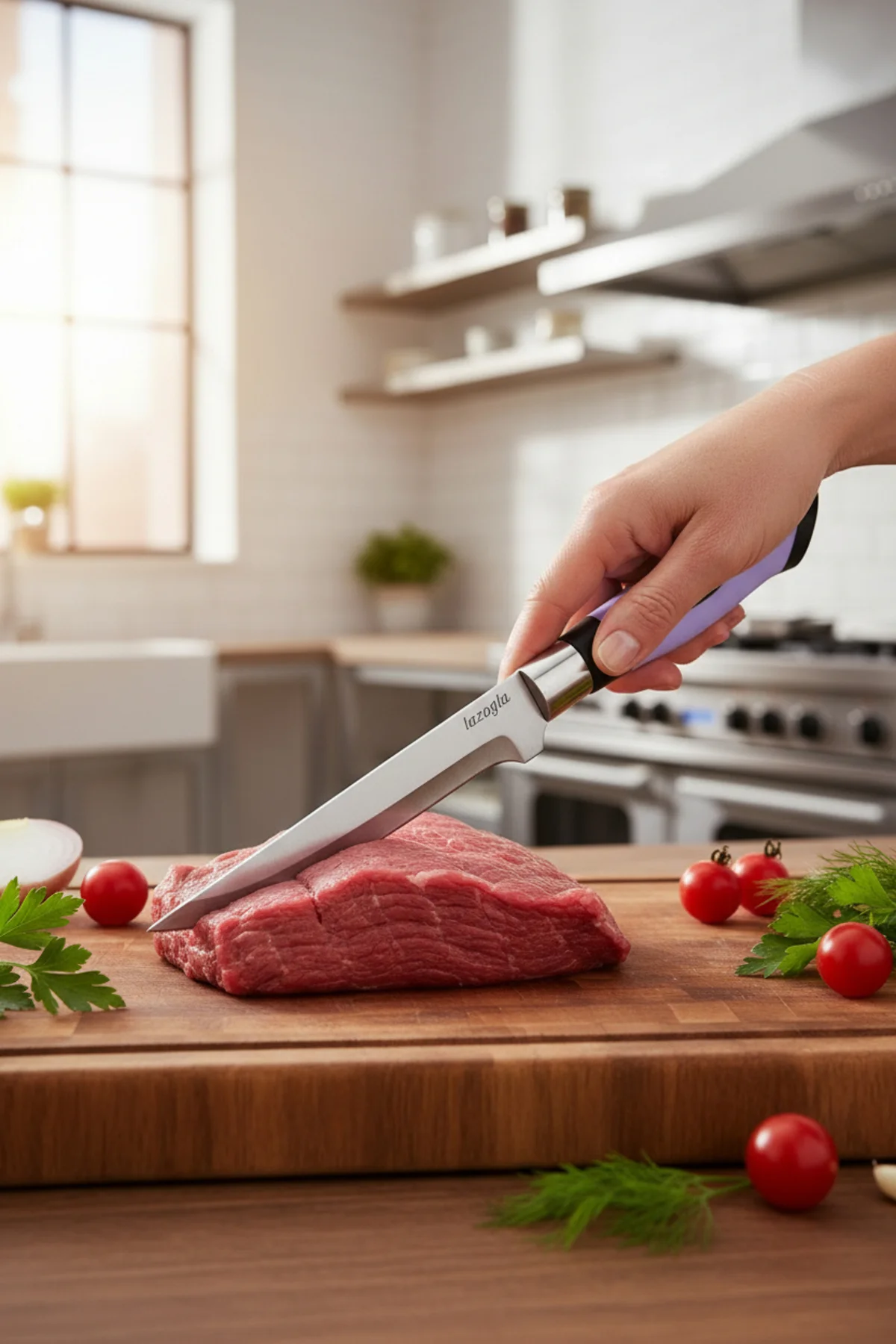 Chefline 5 Parça Lila Mutfak Bıçak Seti + Meyve Bıçağı Hediyeli P