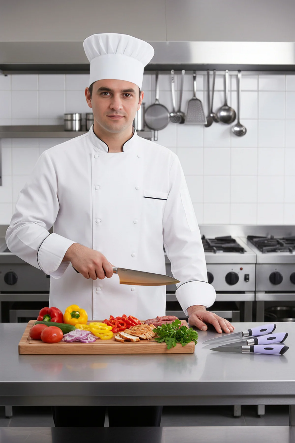 Chefline 5 Parça Lila Mutfak Bıçak Seti + Meyve Bıçağı Hediyeli P