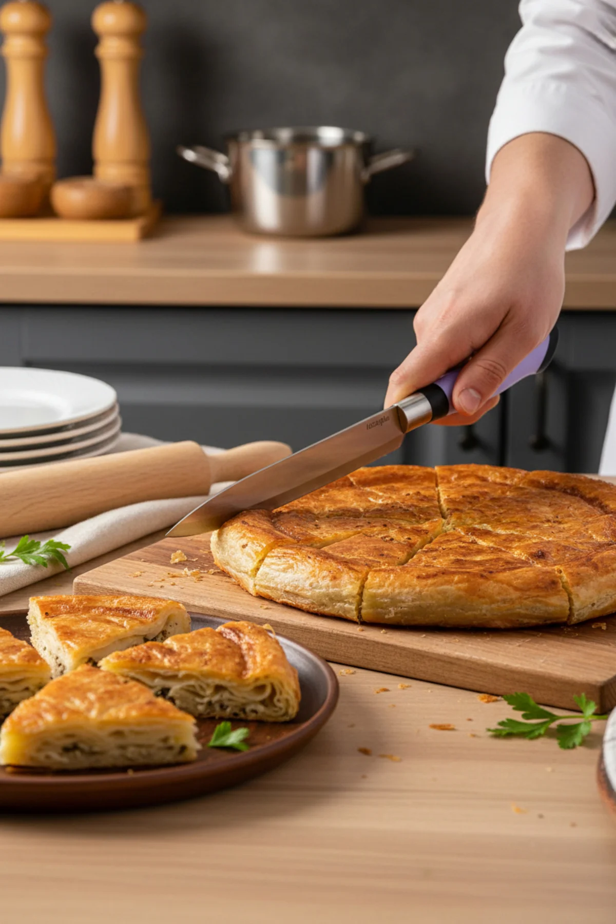 Chefline 5 Parça Lila Mutfak Bıçak Seti + Meyve Bıçağı Hediyeli P