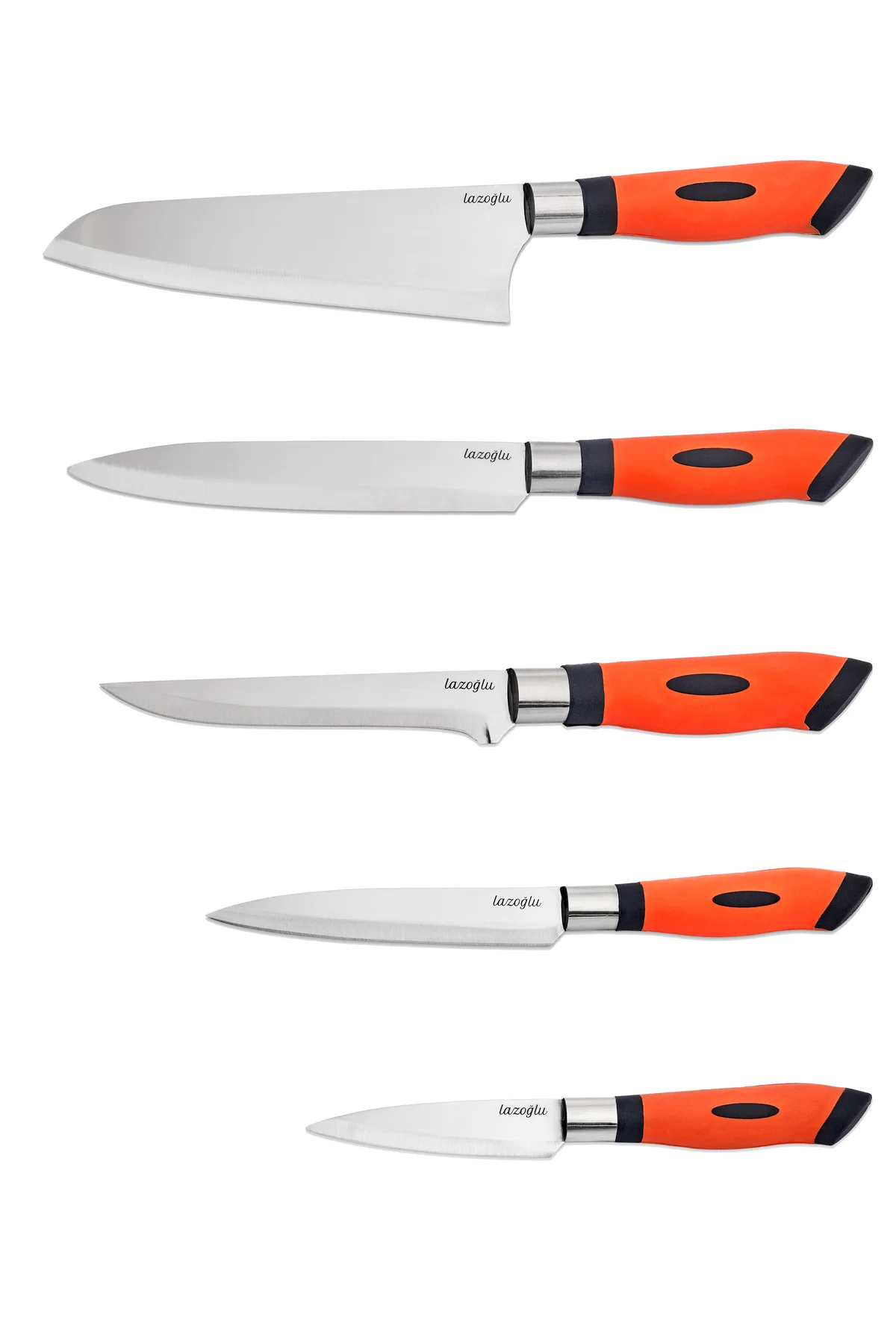 Chefline 5 Parça Turuncu Mutfak Bıçak Seti + 6lı Meyve Bıçağı Hed