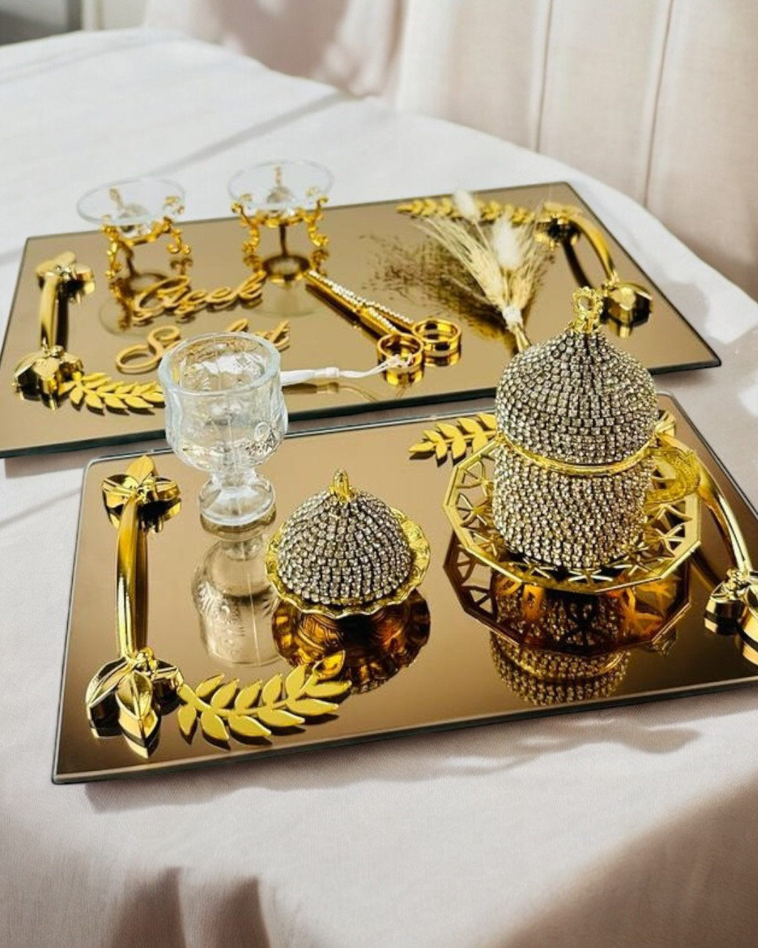 Cyzhome Cherish Gold Aynali Nişan Tepsisi Ve Söz Tepsisi