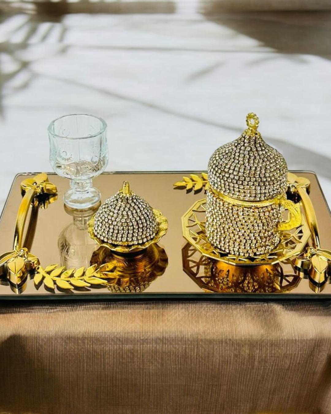 Cyzhome Cherish Gold Aynali Nişan Tepsisi Ve Söz Tepsisi