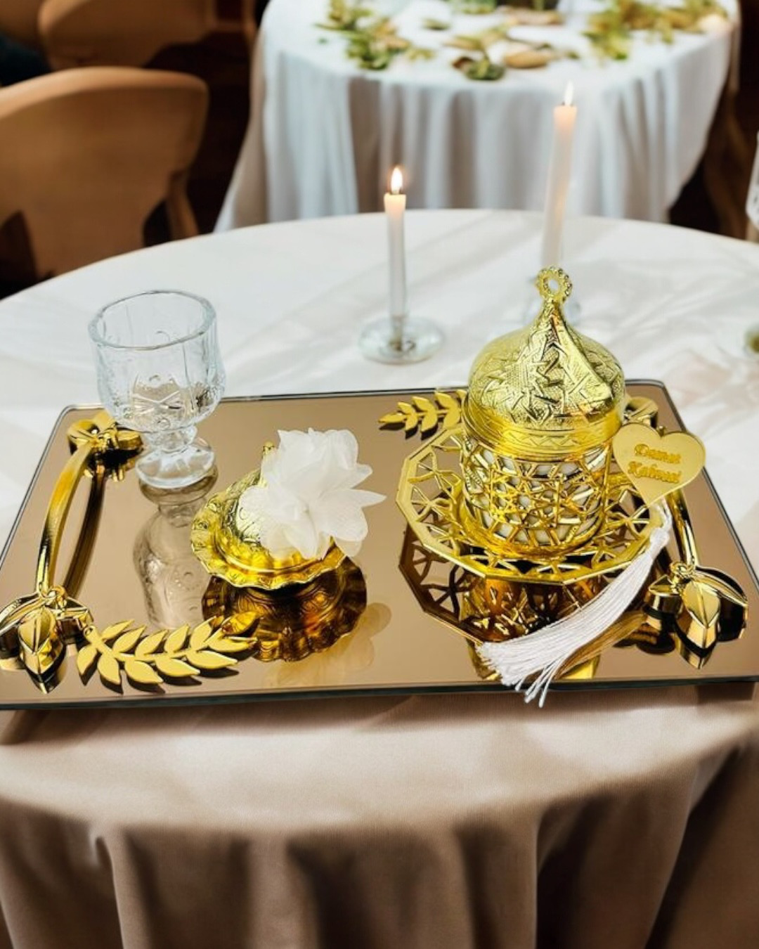 Cyzhome Cherish Gold Aynali Nişan Tepsisi Ve Söz Tepsisi