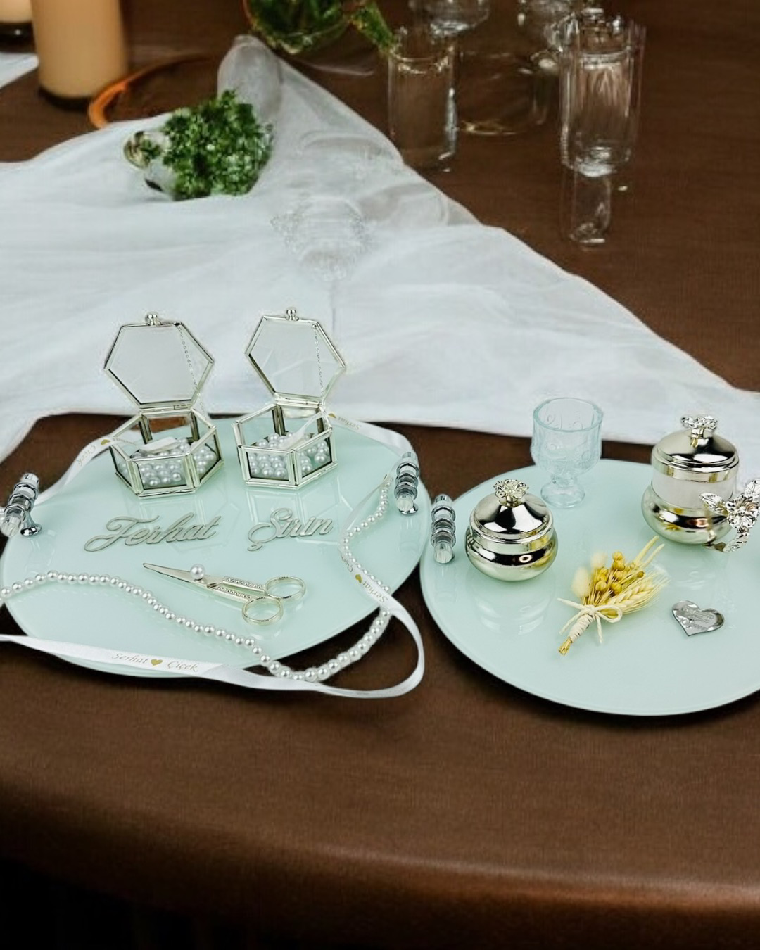 Cyzhome Cherish Söz Tepsisi Ve Damat Kahve Fincan Tepsisi