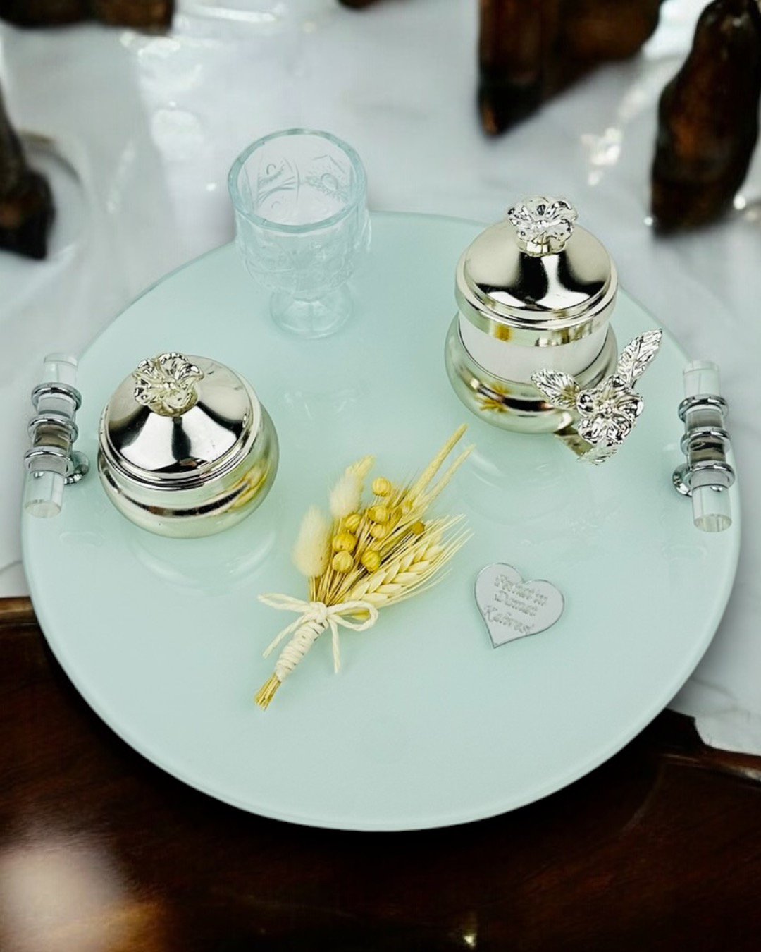 Cyzhome Cherish Söz Tepsisi Ve Damat Kahve Fincan Tepsisi