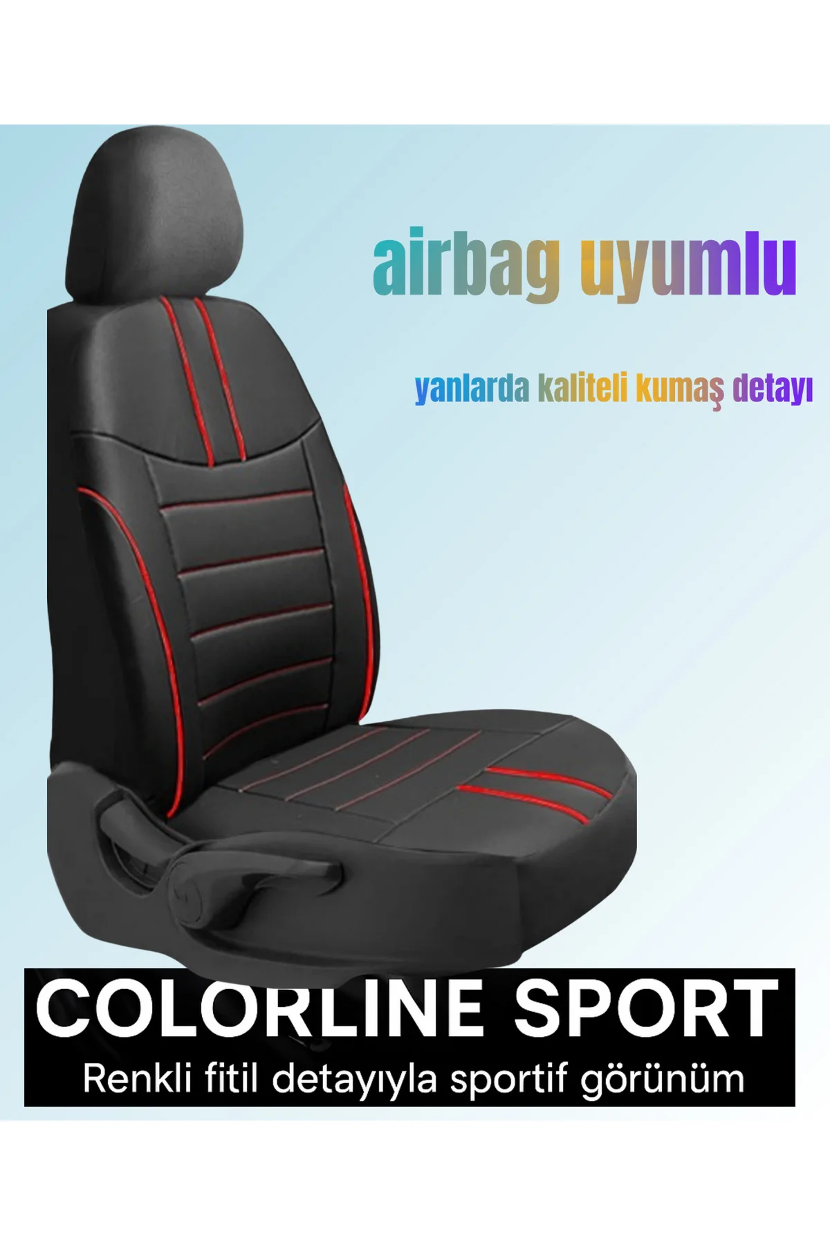 Chery Tiggo 7 Pro 2023 ve Sonrası Uyumlu Colorline Sport Deri Siyah - Kırmızı Koltuk Kılıfı